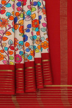 Image of Mysore Binny Crepe Silk Cream Saree