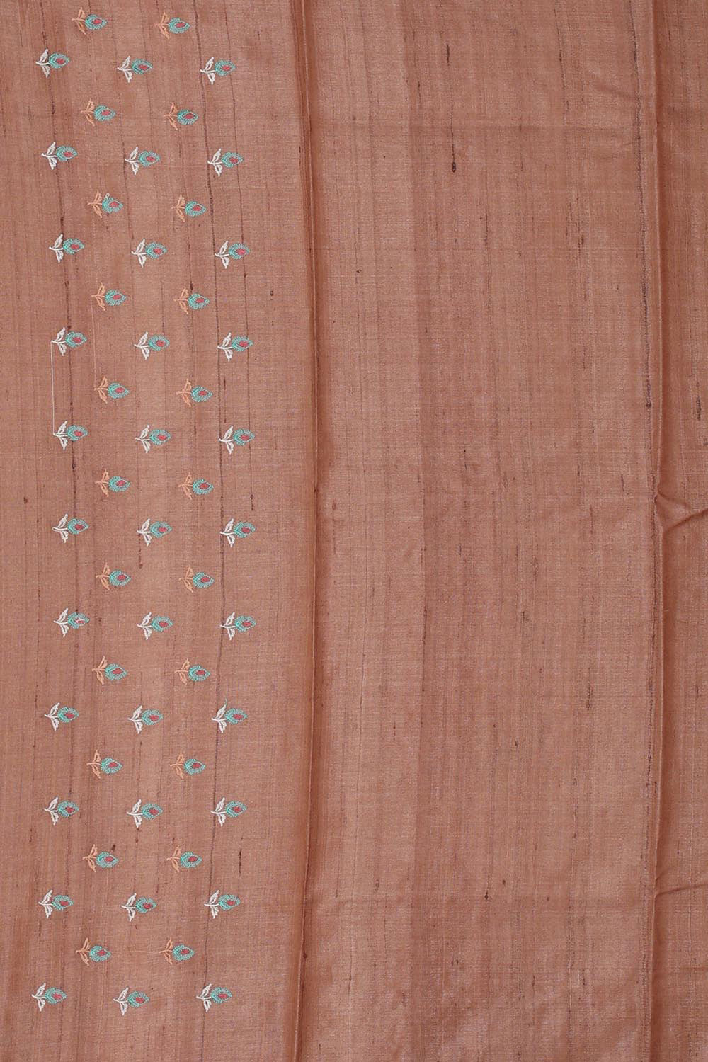 Tussar Silk Light Brown Embroidered Saree