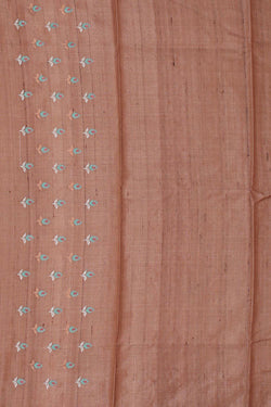 Image of Tussar Silk Light Brown Embroidered Saree