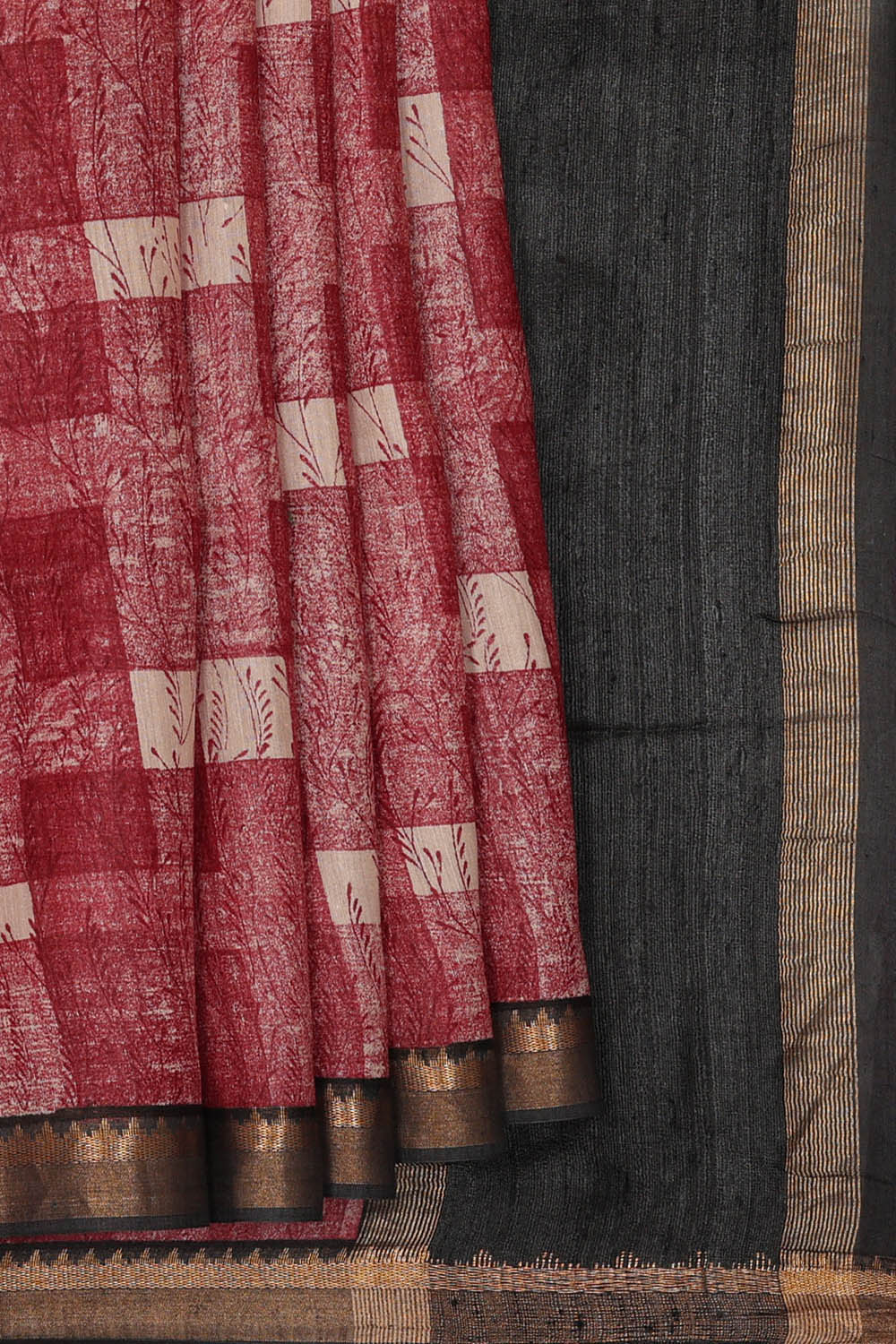 Image of Moonga Tussar Silk Coral Pink Saree