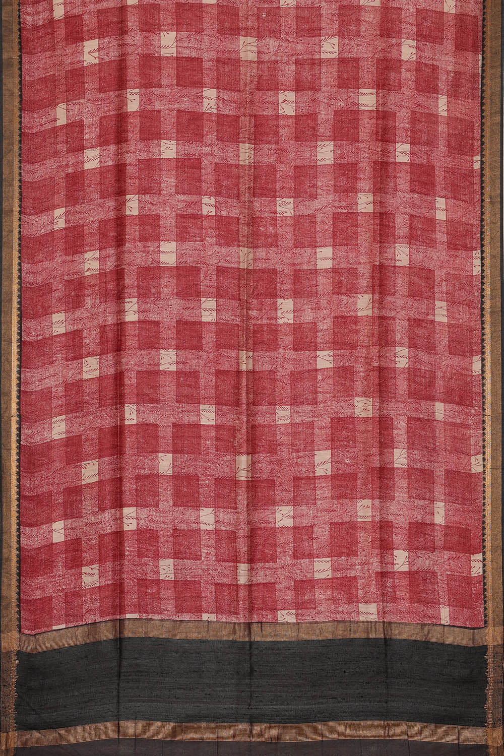 Image of Moonga Tussar Silk Coral Pink Saree