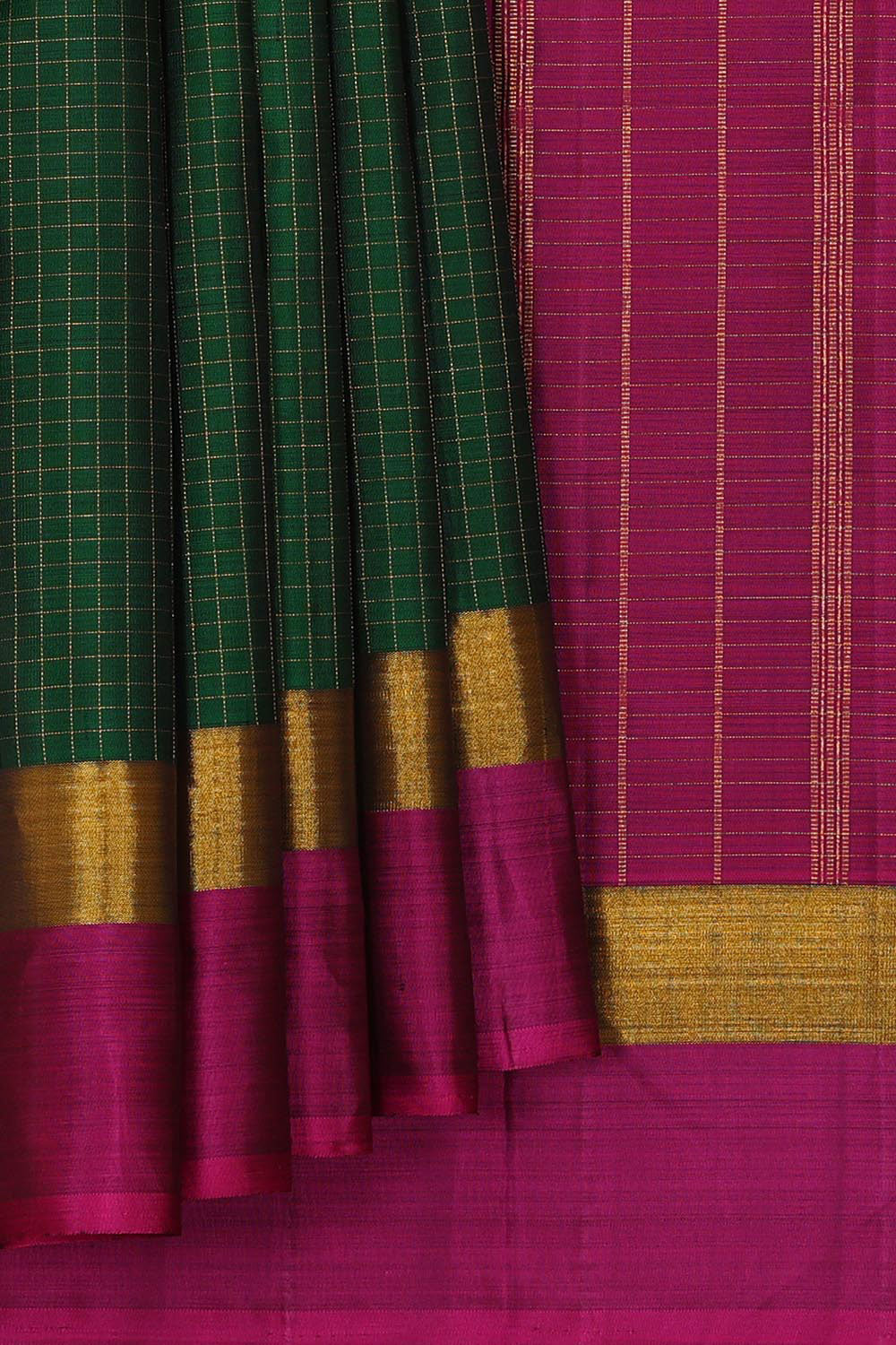 Arani Silk Bottle Green Saree