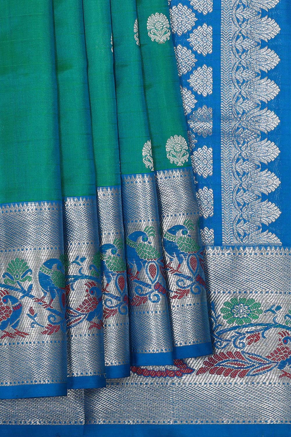 Venkatagiri Silk Emerald Green Saree