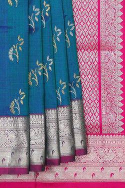 Image of Venkatagiri Silk Peacock Blue Saree