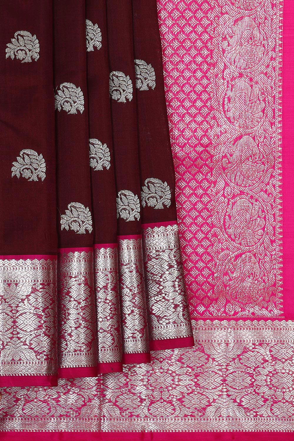 Venkatagiri Silk Maroon Saree