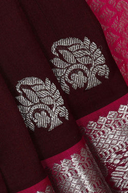 Image of Venkatagiri Silk Maroon Saree