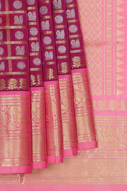 Image of Venkatagiri Silk Magenta Saree