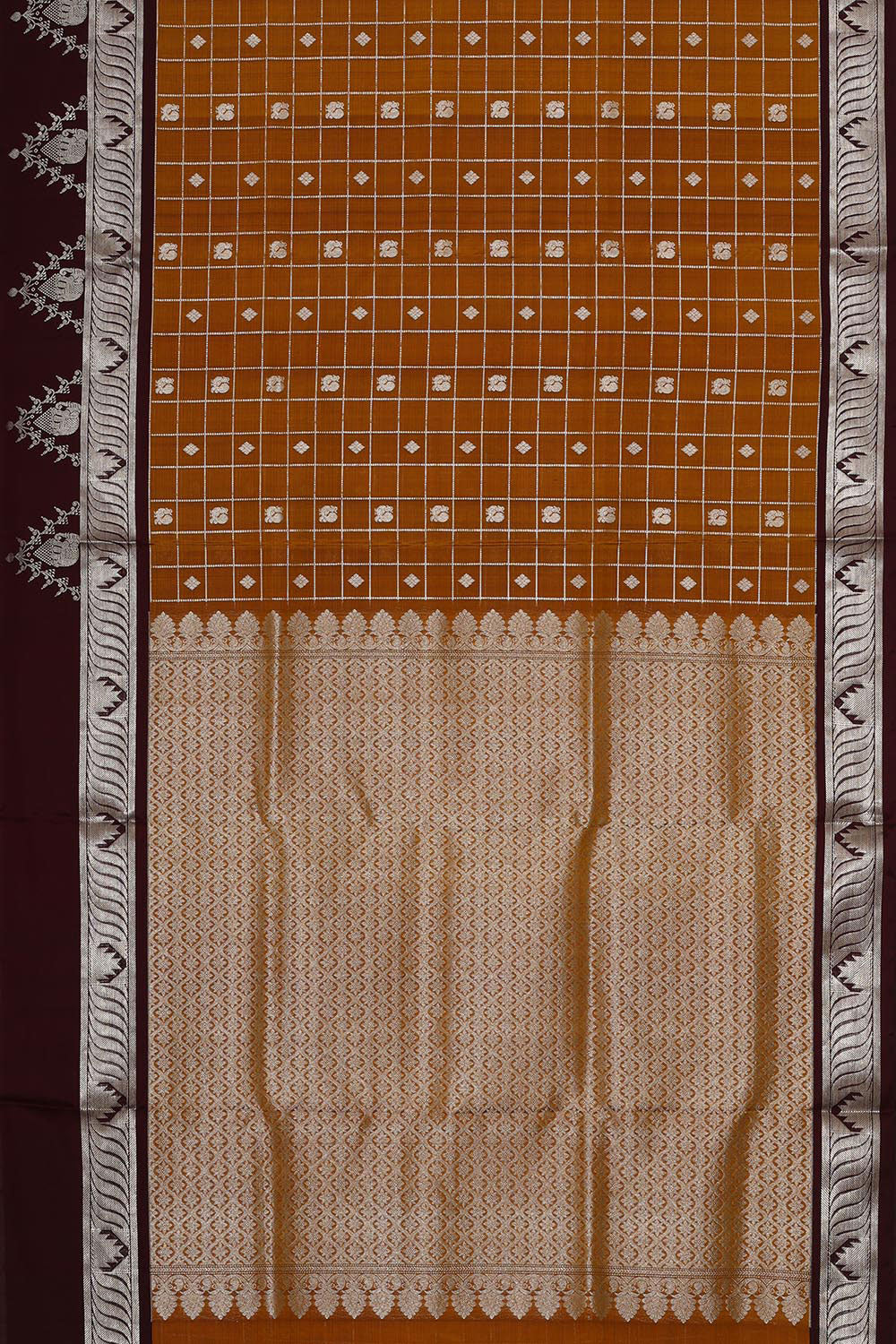 Venkatagiri Silk Mustard Brown Saree