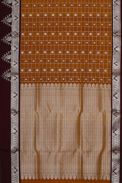 Image of Venkatagiri Silk Mustard Brown Saree