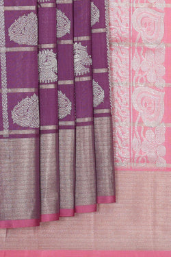 Image of Venkatagiri Silk Violet Saree