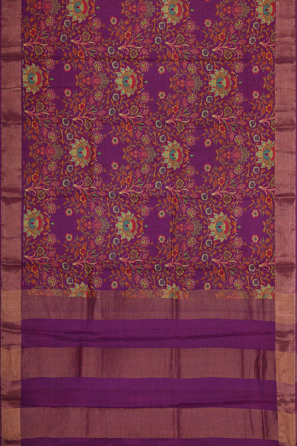 Printed Tussar Silk Dark Lavender Saree