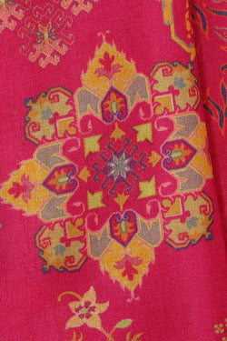 Image of Printed Tussar Silk Rani Pink Saree