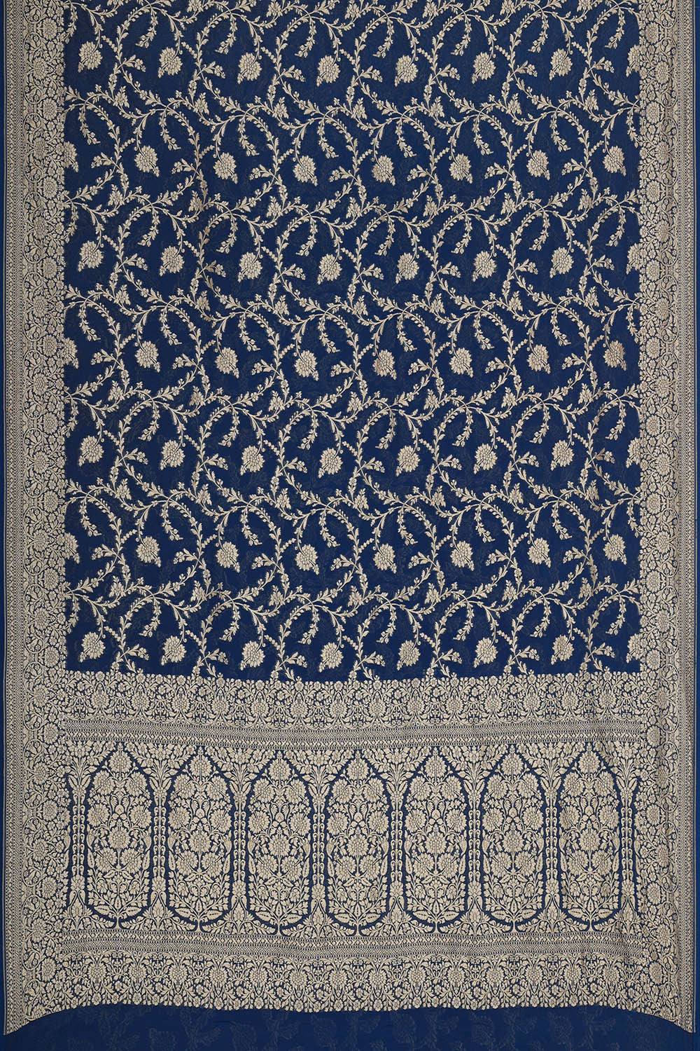 Image of Banarasi Georgette Dark Peacock Blue Saree