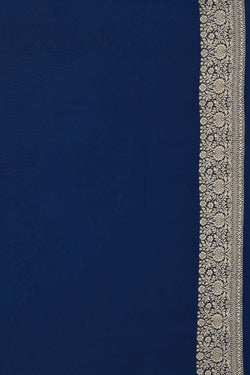 Image of Banarasi Georgette Dark Peacock Blue Saree