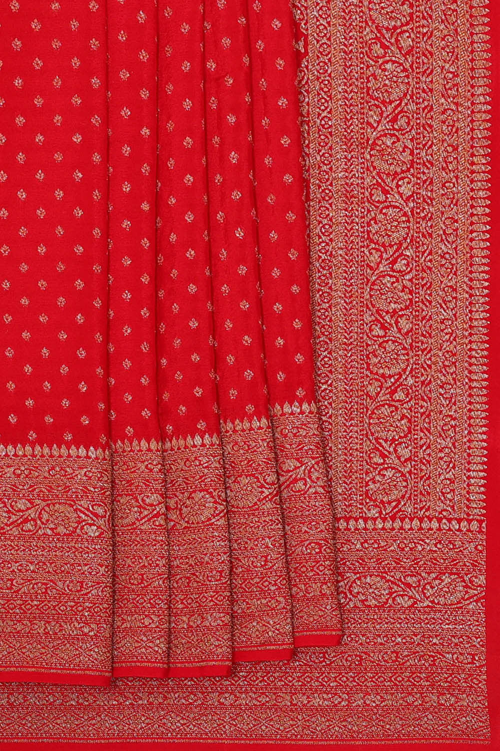 Banarasi Crepe Red Saree