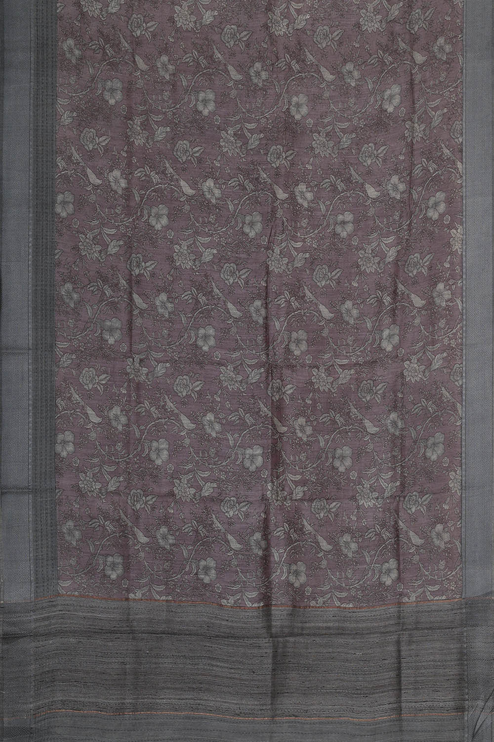 Printed Tussar Silk Mauve Saree