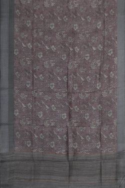 Image of Printed Tussar Silk Mauve Saree