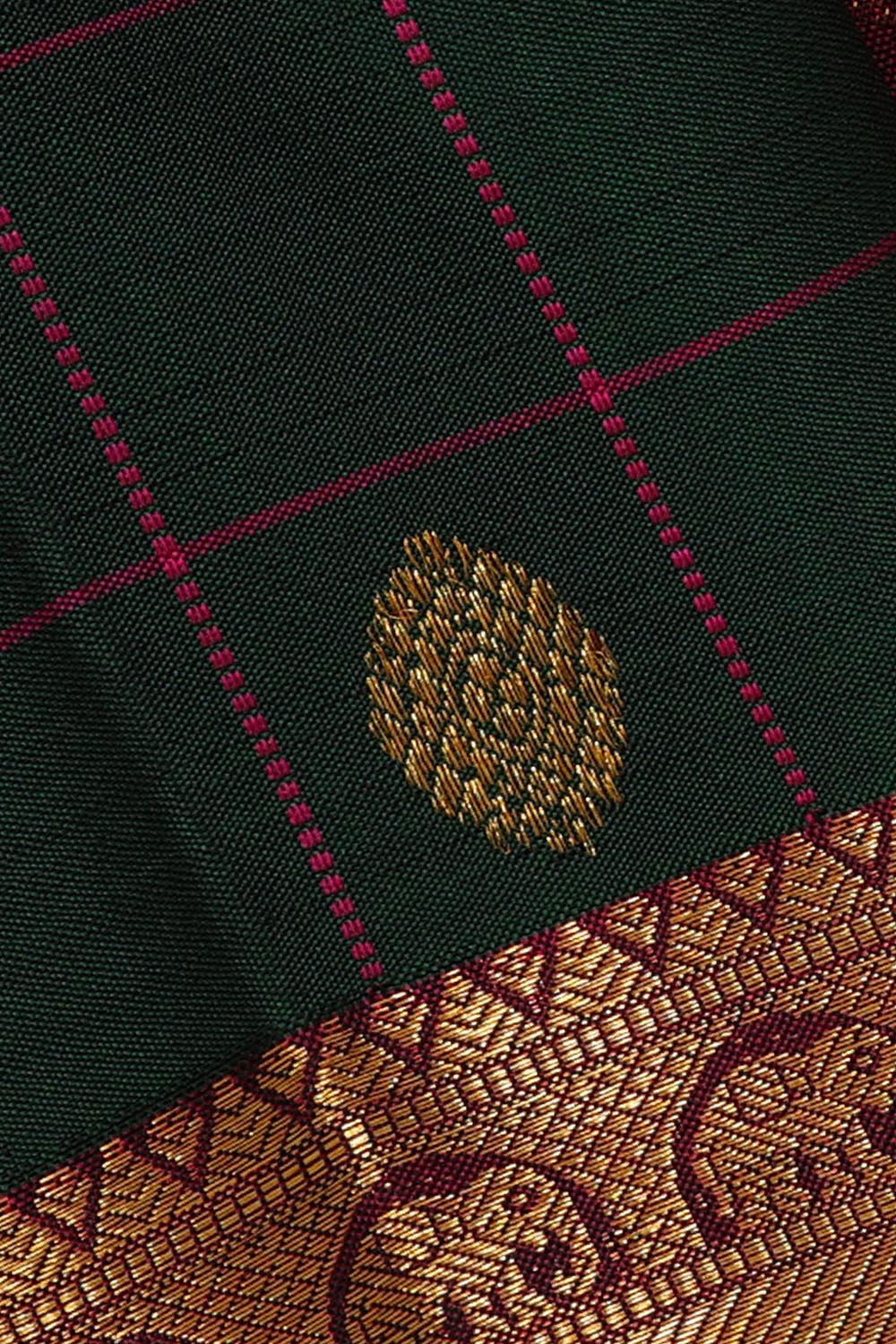 Arani Silk Bottle Green Saree