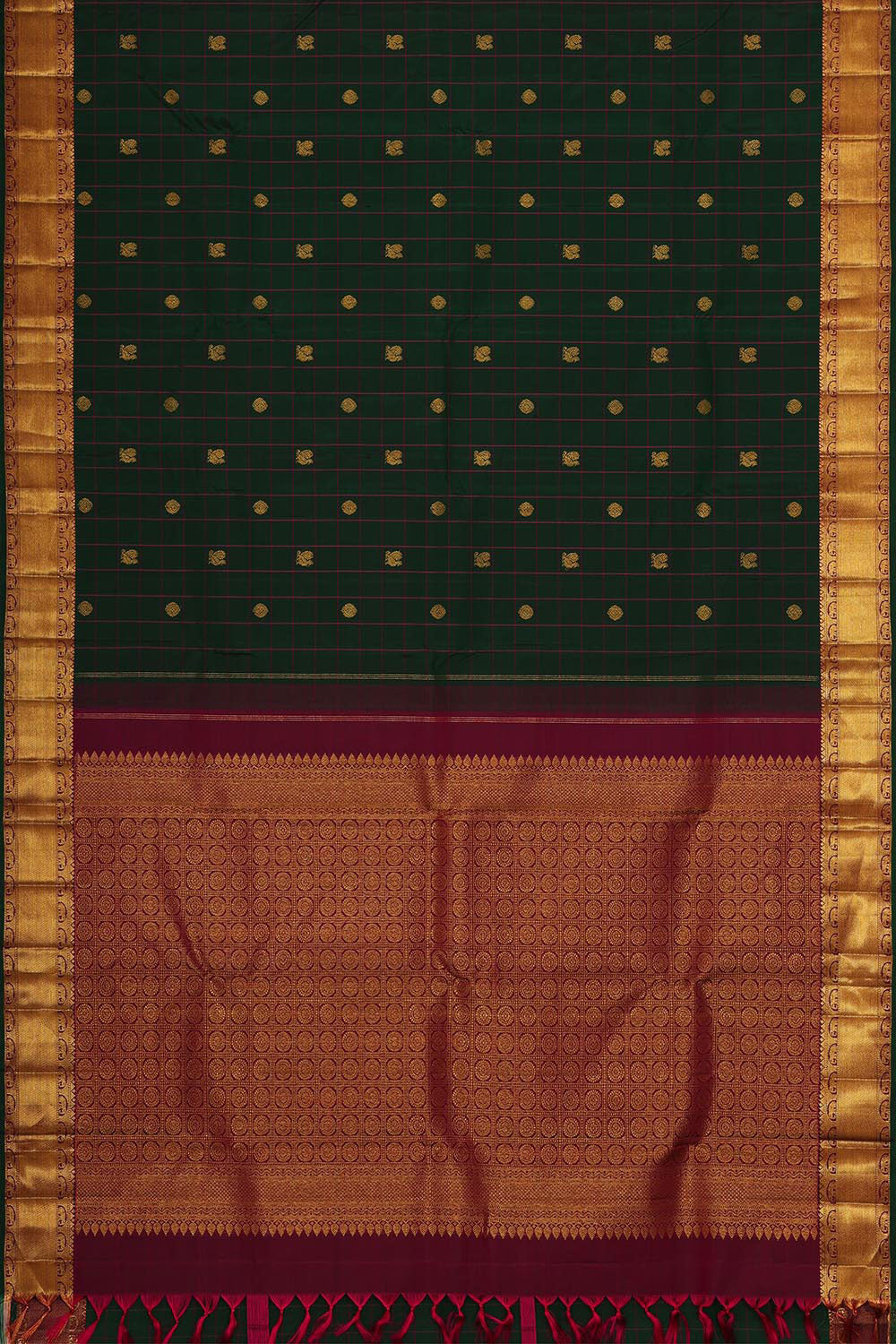 Arani Silk Bottle Green Saree