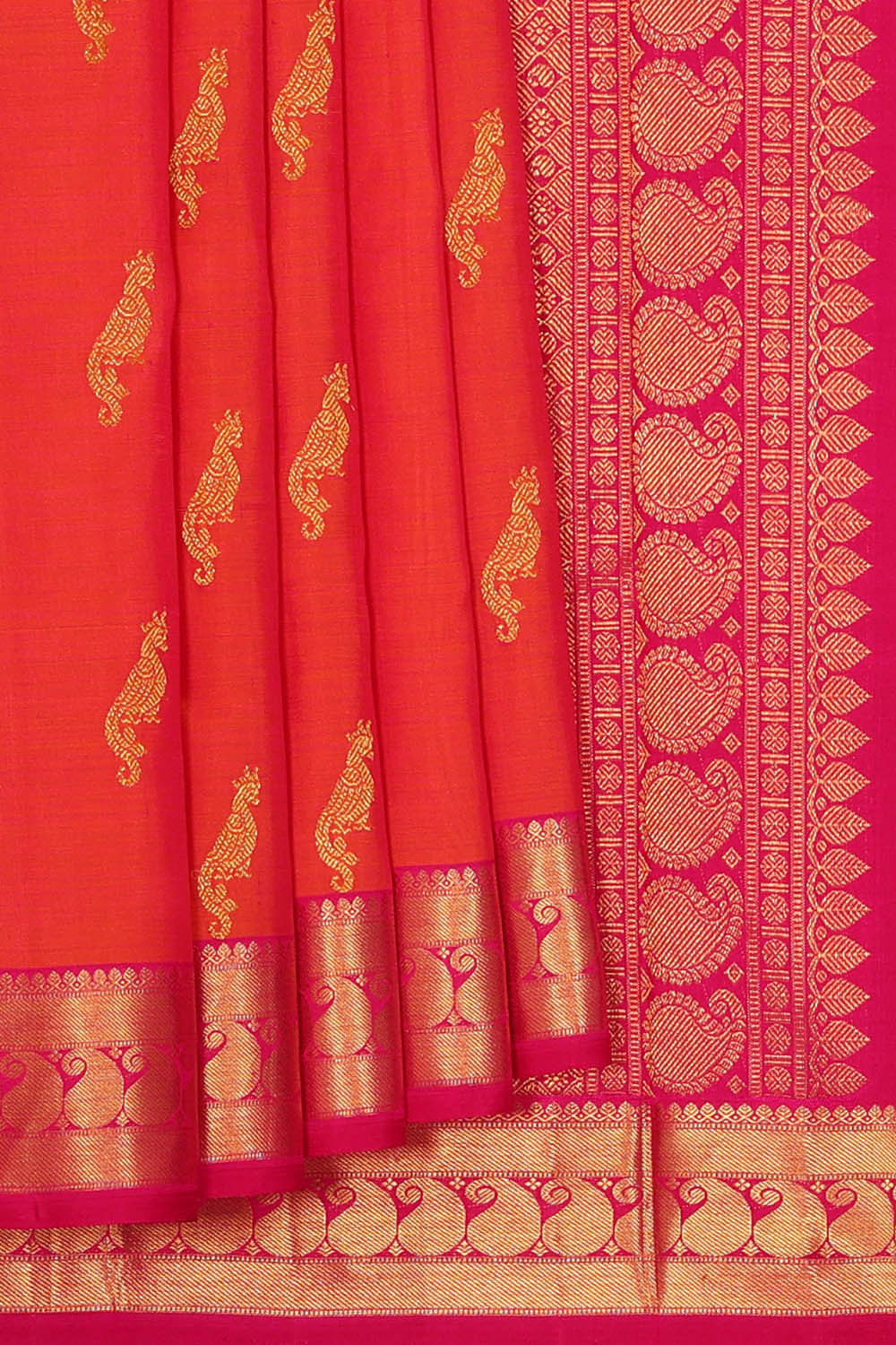 Image of Orange Arani Silk Saree