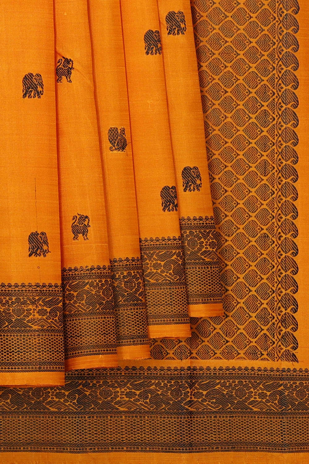 Arani Silk Mustard Yellow Saree