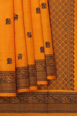 Image of Arani Silk Mustard Yellow Saree