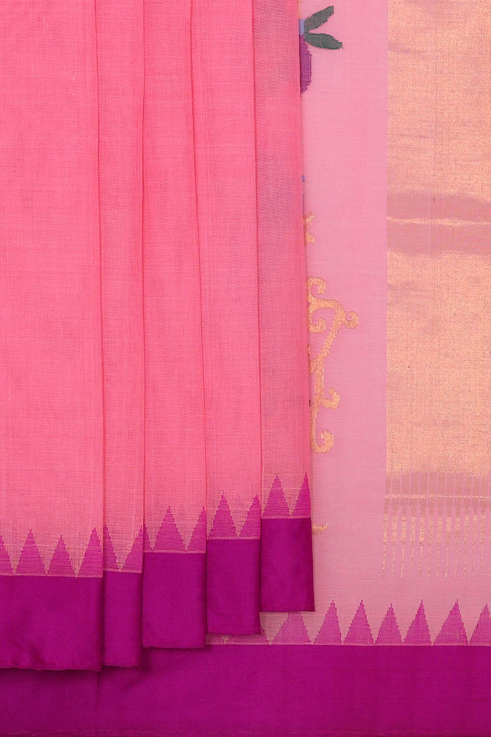 Uppada Cotton Peach Pink Saree