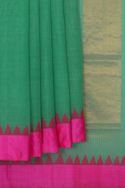 Image of Uppada Cotton Green Saree