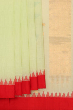 Image of Uppada Cotton Light Yellow Saree