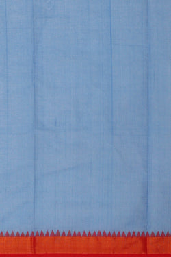 Image of Uppada Cotton Sky Blue Saree