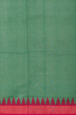 Image of Uppada Cotton Dark Green Saree