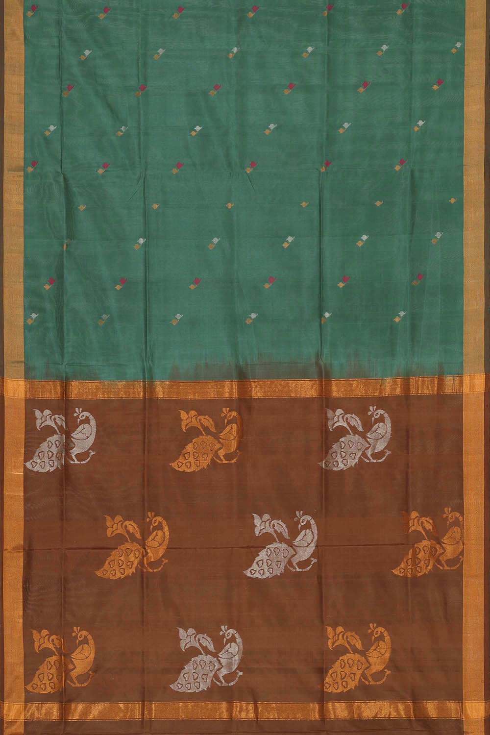 Image of Uppada Silk Dull Green Saree