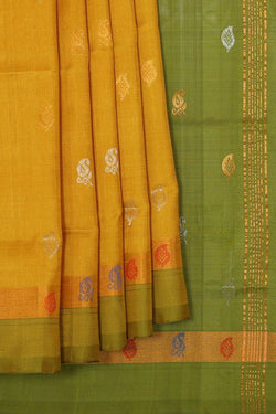 Image of Uppada Silk Mustard Yellow Saree