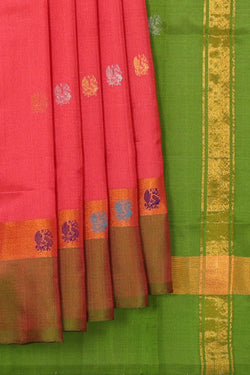 Image of Uppada Silk Pinkish Red Saree