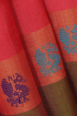 Image of Uppada Silk Pinkish Red Saree