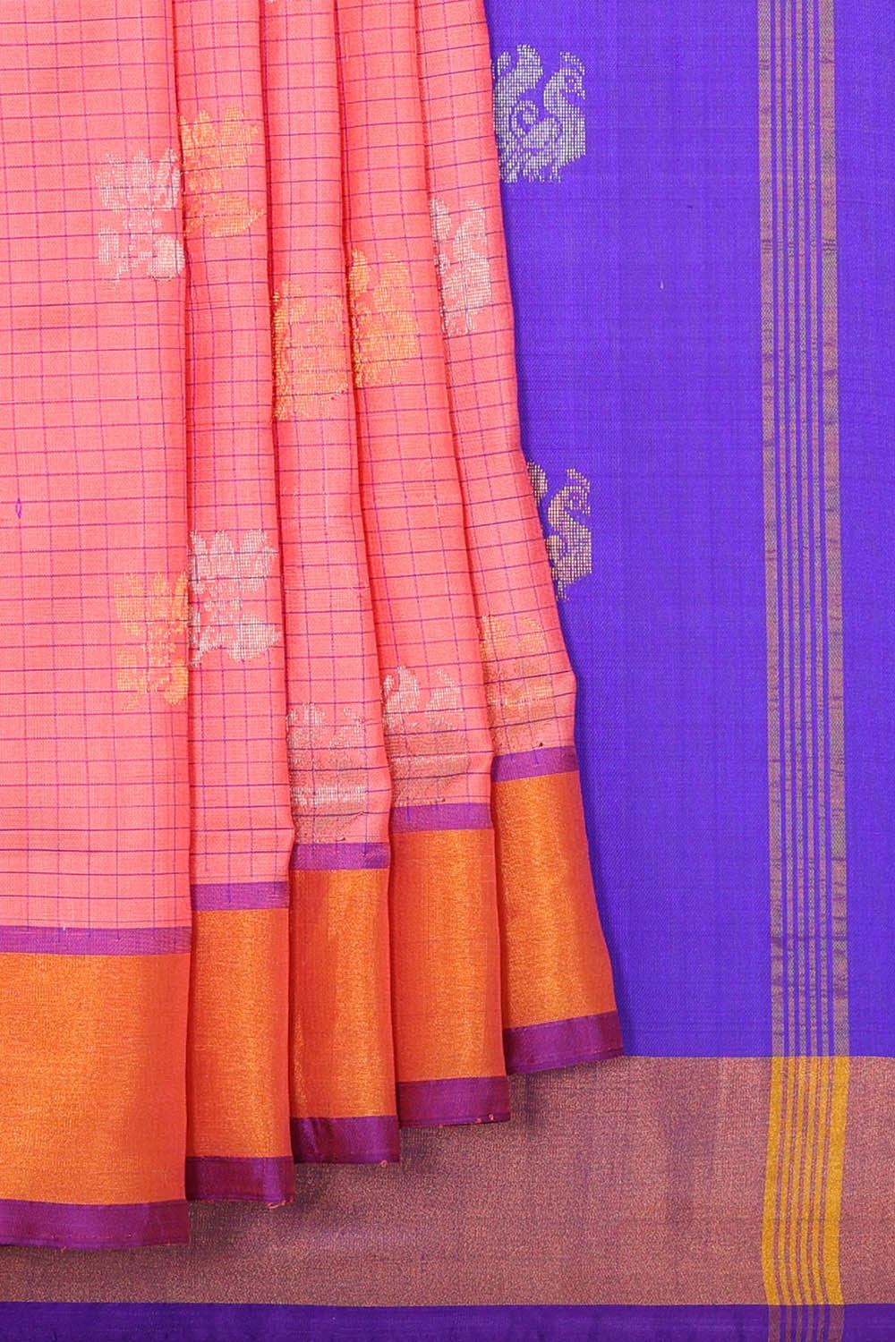 Uppada Silk Peach Pink Saree