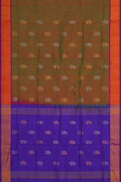 Image of Uppada Silk Olive Green Saree