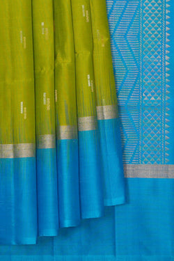 Image of Manipur Silk Golden Green Saree