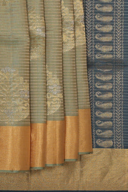 Image of Manipur Silk Sage Green Saree