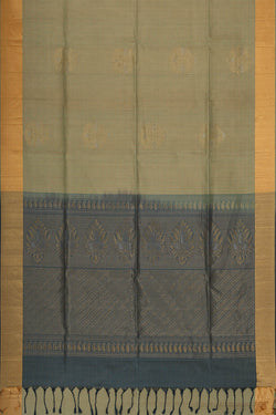 Image of Manipur Silk Sage Green Saree