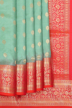 Image of Light Sea Green Silk Saree