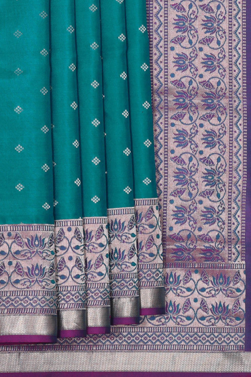 Teal Blue Silk Saree