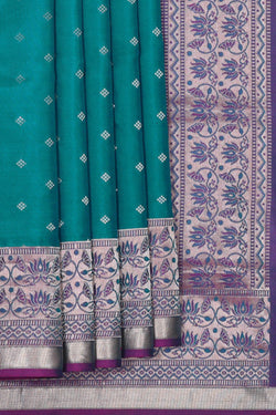 Image of Teal Blue Silk Saree