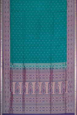 Image of Teal Blue Silk Saree