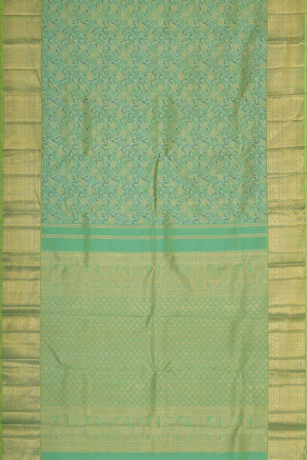 Image of Kanchipattu Pista Green Brocade Saree