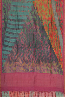 Image of Printed Tussar Silk Multicolour Saree