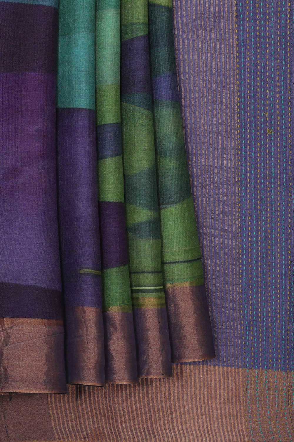 Printed Tussar Multicolour Saree