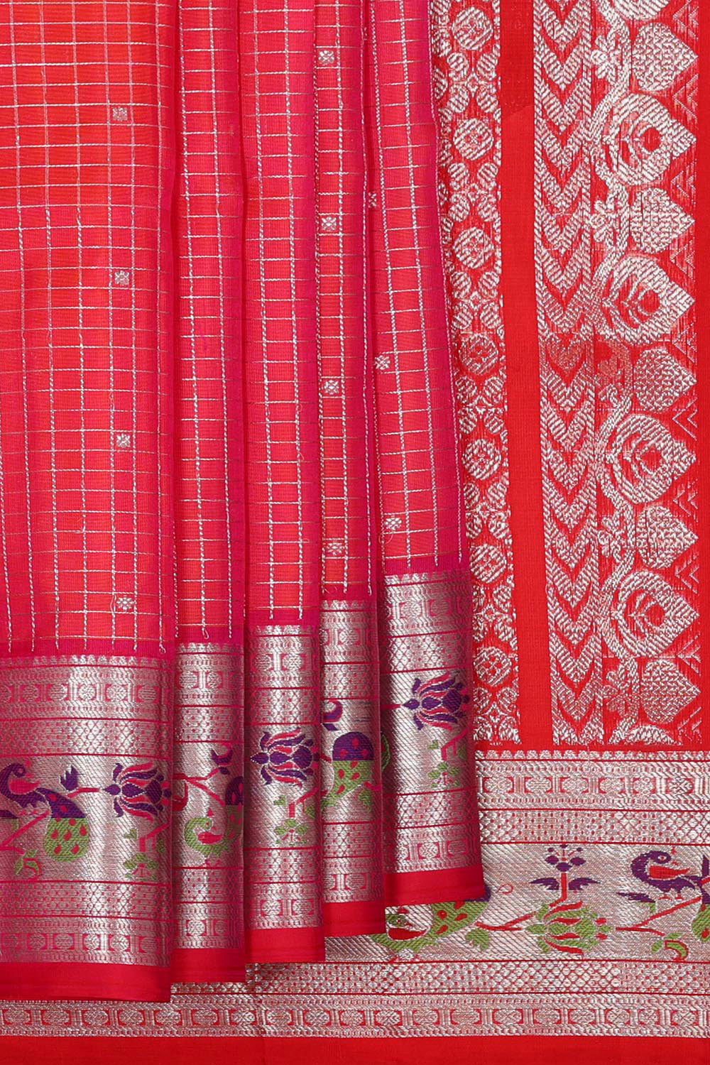 Venkatagiri Silk Pinkish Red Saree