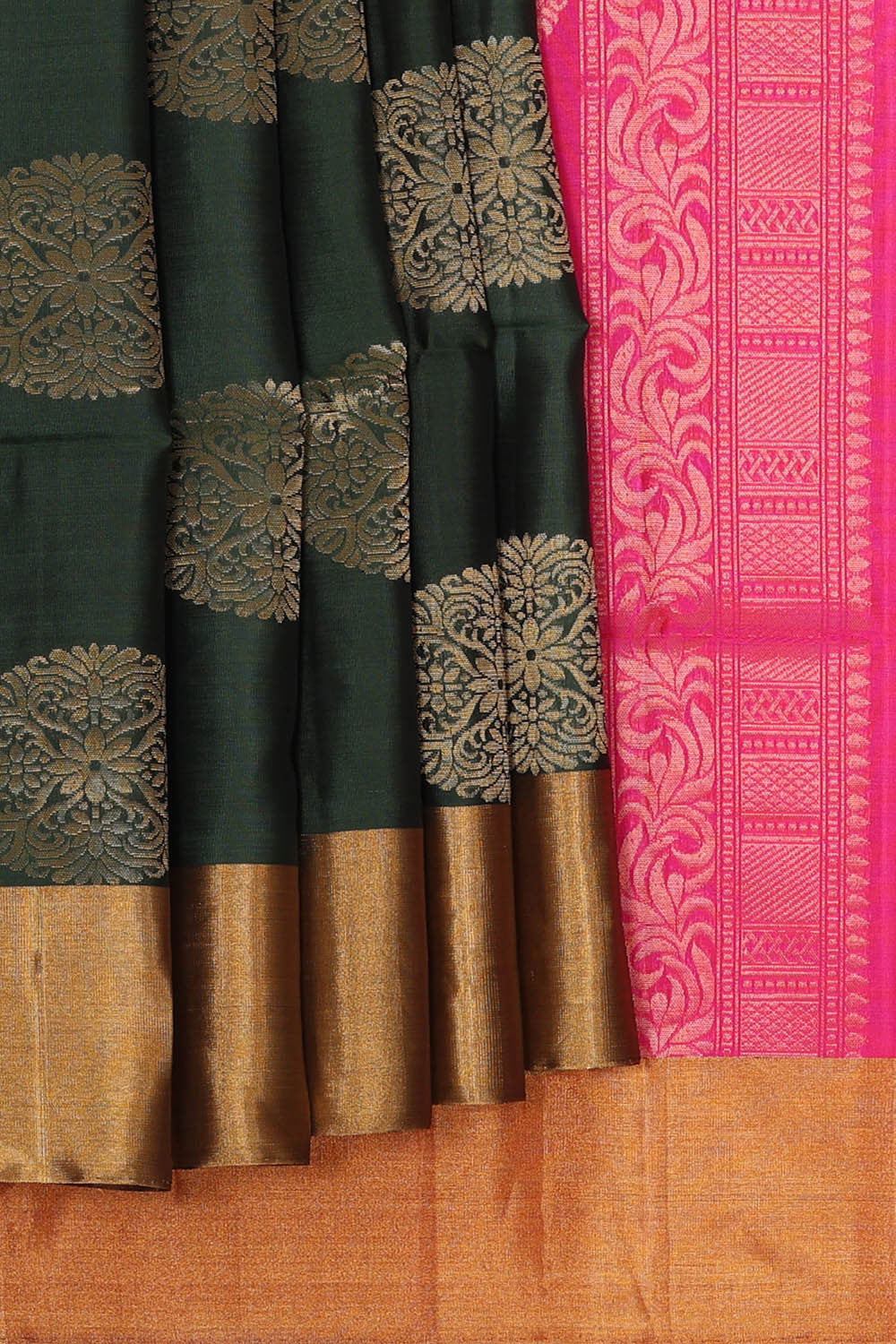 Image of Olive Green Silk Saree