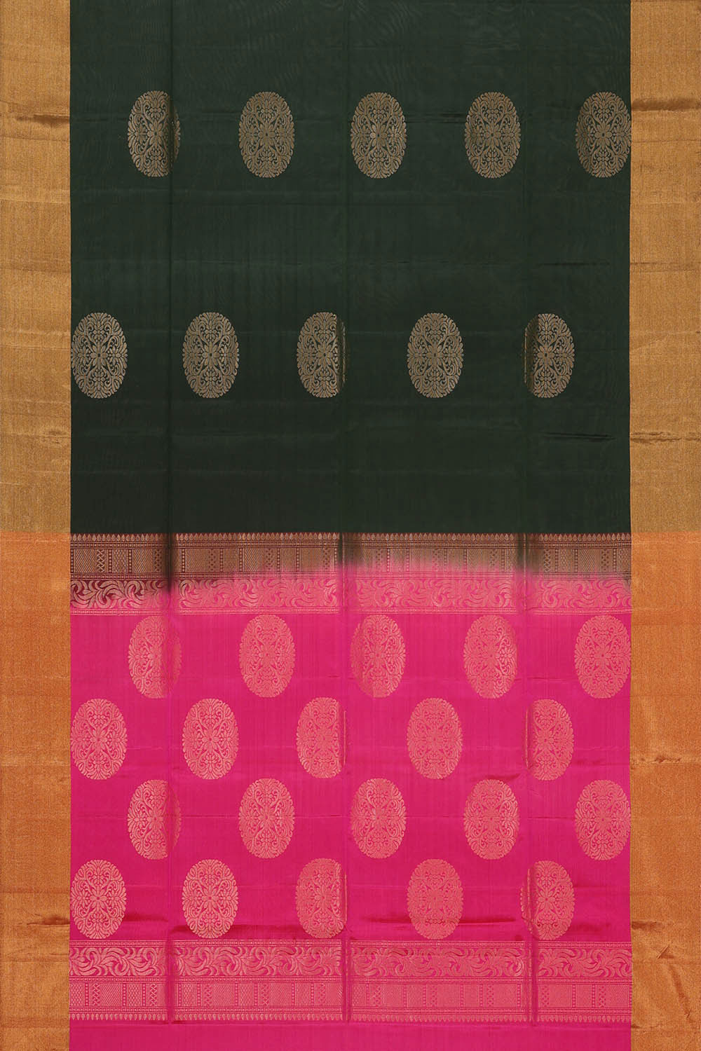 Image of Olive Green Silk Saree